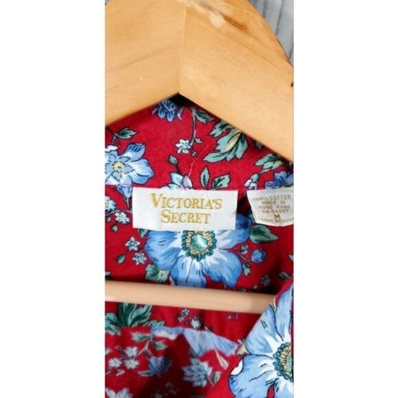 Vintage Cottagecore Pajama Set Red Floral Victoria Secret Cabincore - Picture 8 of 9